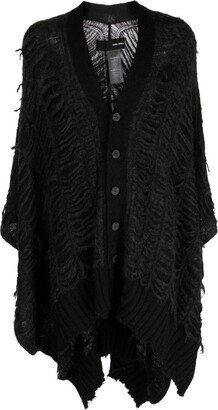 distressed V-neck cape