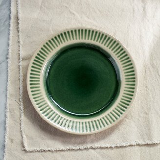 Green Stripe Salad Plate-AA