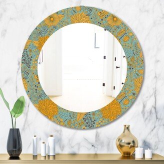 Designart 'Yellow Moods 7' Printed Mid-Century Oval or Round Wall Mirror - Orange