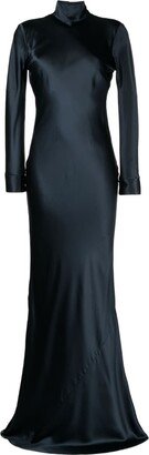 Open-Back Long-Sleeve Gown Dress-AA