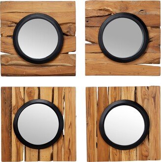 GINGER BIRCH STUDIO Teak Wood 4-Piece Mirror Set