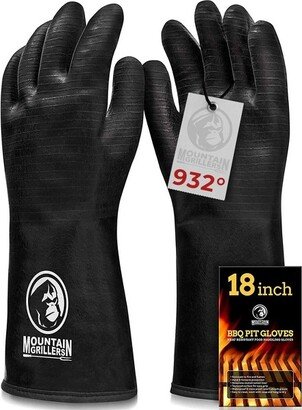 Mountain Grillers 18in High Temperature Fire Pit Gloves for Smoker, Oven, Fryer, Grilling Waterproof with Fireproof Oil Resistant Neoprene Coating