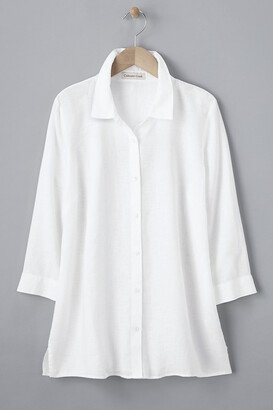 Women's Easy-Care Linen Big Shirt - White - XS