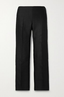 Flame Wool And Silk-blend Straight-leg Pants - Black