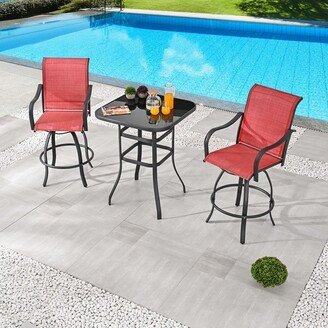 Patio Festival 3-Piece Outdoor Metal Bar Height Swivel Bistro Set