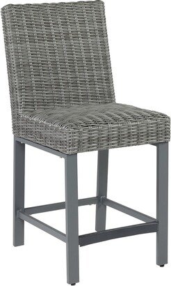 Jack 28 Inch Outdoor Barstool Chair, Tall Backrest, Set of 2, Aluminum,Gray