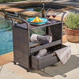 Corona Outdoor Wicker Bar Cart