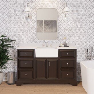 Kitchen Bath Collection KitchenBathCollection Zelda 60 Single Farmhouse Vanity with Quartz Top