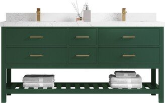 Parker 72 In. W X 22 D Double Sink Bathroom Vanity in Lafayette Green With Quartz Or Marble Countertop | Modern Vanity Premium Q