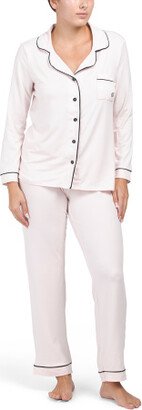 TJMAXX Notch Collar Pajama Set With Piping Detail For Women