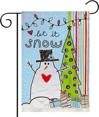 Christmas Garden Flag, Cute Winter Snowman Decor, Xmas Holiday Modern Yard Outdoor Let It Snow Flag X-Xms007