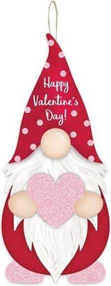 Happy Valentine's Day Gnome Shape Sign, Red Pink White 13.25