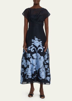 Evelyn Floral Embroidered Midi Dress