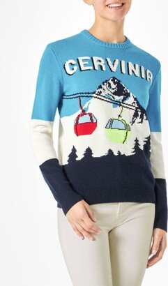 Woman Crewneck Sweater With Cervinia Postcard