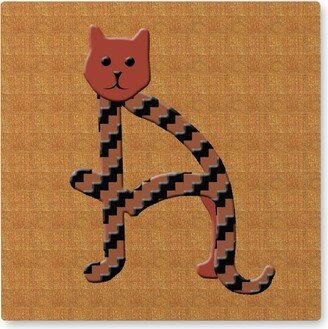 Photo Tiles: Cat Alphabet - A Photo Tile, Metal, 8X8, Orange