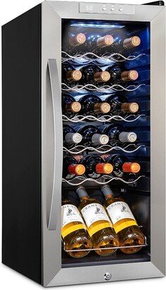 Schmecke Schmécké 18 Bottle Compressor Wine Cooler Refrigerator w/Lock - Large Freestanding Wine Cellar 41f-64f Digital Temperature Control - Stainless Steel