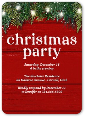 Holiday Invitations: Garland Glow Holiday Invitation, Red, 5X7, Matte, Signature Smooth Cardstock, Rounded