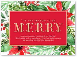 Holiday Invitations: Gorgeous Merry Holiday Invitation, Red, 5X7, Matte, Signature Smooth Cardstock, Square