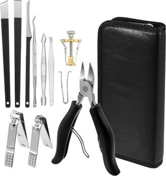Unique Bargains Toenail Clippers for Thick Nails Stainless Steel Nail Clippers Nail Clippers Kit Pack of 13 Black