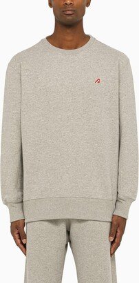 Grey melange jersey crew-neck sweatshirt