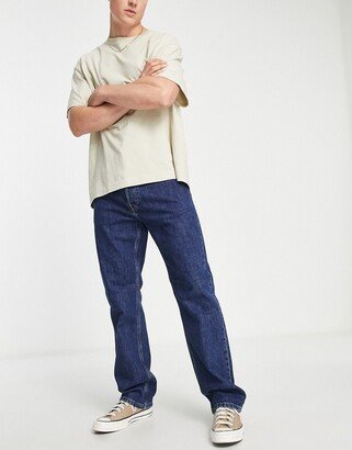 nolan relaxed straight fit jeans in blue wash