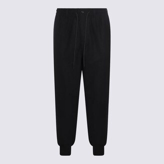 Black Wool Blend Tapered Pants