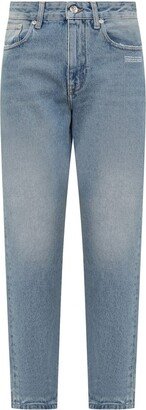 Logo Patch Straight Leg Cropped Jeans