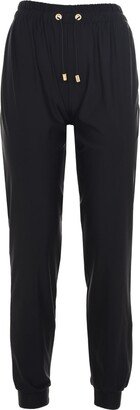 Antoninias Elegant Sweat Pants With Golden Details In Black