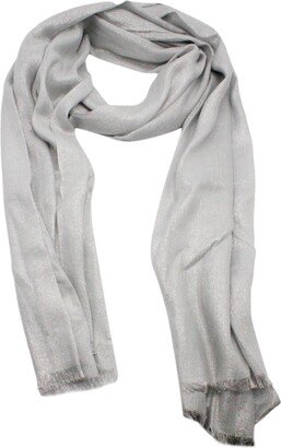 Scarf In Cashmere And Silk, Embellished With Lurex Threads And Frills At The Bottom