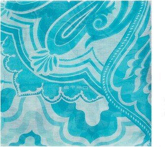 Paisley Pattern Raw-Cut Edge Scarf