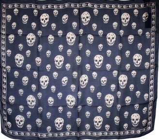 Women's Sapphire / Blue Skull Chiffon Silk Scarf 110640 4272