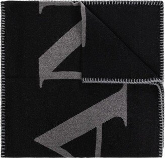 Two-Toned Logo Intarsia Knit Scarf