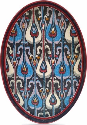 Ikat hand-painted oval tray