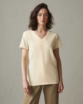 Premium Slub V-Neck Tee - Egg Shell