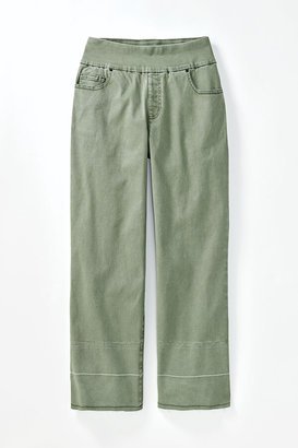 Women's Released Hem Wide-Leg Crop Jeans - Washed Vine - 4P - Petite Size