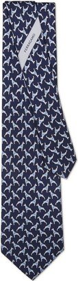 Doberman dog-print silk tie