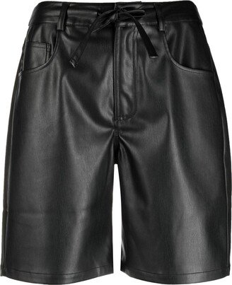 Faux Leather Mid-Length Shorts