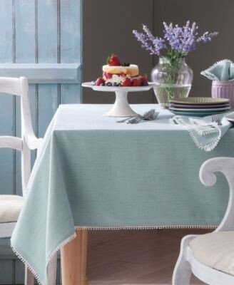 French Perle Ice Blue Table Linen Collection