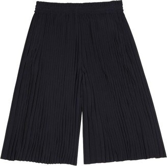 Fully-Pleated Knee-Length Shorts