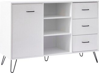 Global Pronex 49 Inch Sideboard Buffet Console Cabinet with 3 Drawers, White