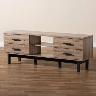 Snake River Décor Two-Tone 4-Drawer Wood TV Stand in Oak and Black - 62 inches