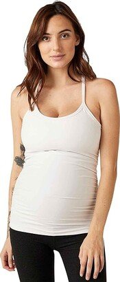 Maternity Spacedye Slim Racerback Tank (White Light) Women's Clothing