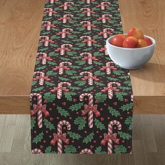 Table Runners: Vintage Christmas Candy On Black Table Runner, 72X16, Multicolor