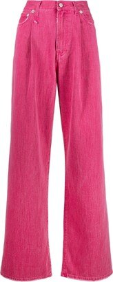 Pleat-Detailed Wide-Leg Jeans