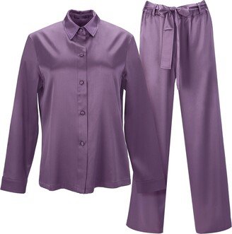 Alas Silk | Renata Ambrazieje Button Down Noble Purple Silk Pajama Set 'Tyche'