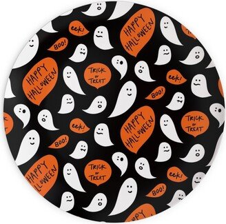 Plates: Halloween Ghosts Happy Halloween Plates, 10X10, Black