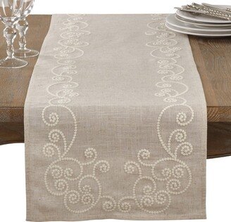 Neutral Swirl Table Runner - Saro Lifestyle