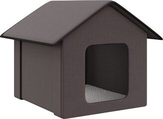 Heated Cat Houses for Outdoor and Indoor, Portable Kitty Shelter, Waterproof and Insulated, Brown