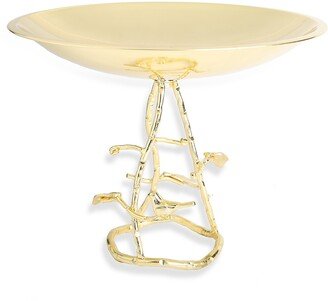 11.75D Gold Cake Plate on Leaf Base - 11.75D x 8.25H