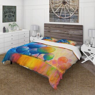 Designart 'Colourful Ornamental Trees VII' Modern Duvet Cover Set